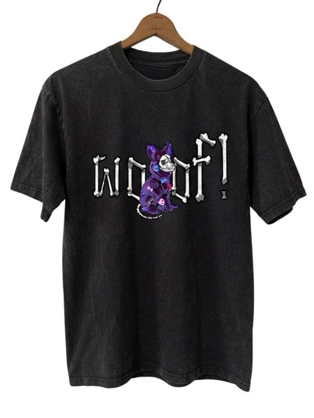 WOOF! Purple Skull Cat Graphic Pet Tee